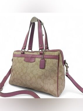 Coach Beige Signature Canvas Satchel with Pink Trim

New w/o tags